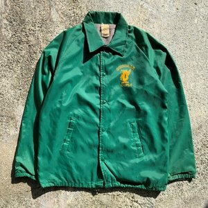 【M/L】USA製 SCHOLASTIC WEAR フクロウ プリント ナイロン コーチジャケット 緑■ビンテージ オールド レトロ アメリカ古着 80s