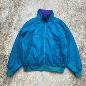 【M相当】Columbia リバーシブル 中綿ナイロンジャケット 緑×紫■ビンテージ オールド レトロ アメリカ古着 コロンビア 90s