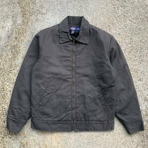 【S/M】Dickies ワークジャケット グレー 無地■ビンテージ オールド レトロ アメリカ古着 ディッキーズ 内装キルティング