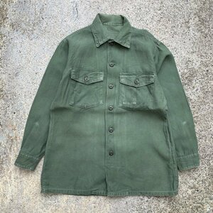 【M】70s 米軍実物 USMC ユーティリティシャツ ジャケット OG-107■ビンテージ アメリカ古着 ミリタリー コットンサテン ステンシル