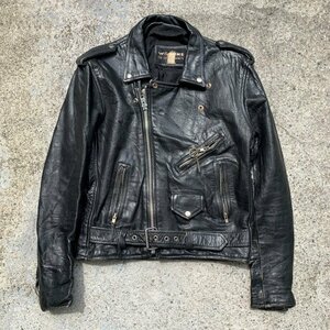 【S】WILSONS ダブルライダース レザージャケット ブラック 黒■ビンテージ オールド レトロ アメリカ古着 革ジャン 80s/90s