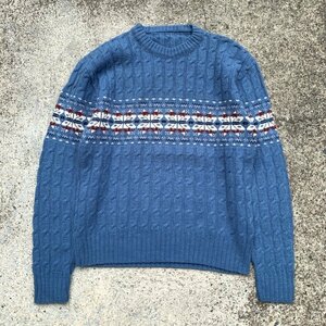 【S/M】SALE!! UNKNOWN ウールニット ノルディックセーター 水色■ビンテージ オールド レトロ アメリカ古着 レディース 70s/80s