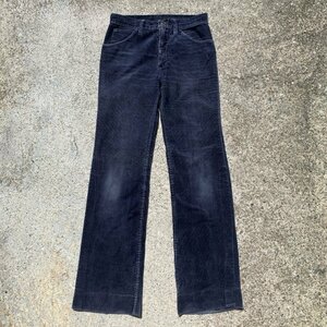 【W29】Wrangler ブーツカット コーデュロイパンツ ネイビー 紺色■ビンテージ オールド レトロ アメリカ古着 ラングラー タロンジップ