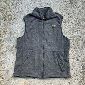 【M】LL BEAN ジップアップ フリースベスト グレー 無地■アメリカ古着 エルエルビーン アウトドア クラシックロゴ