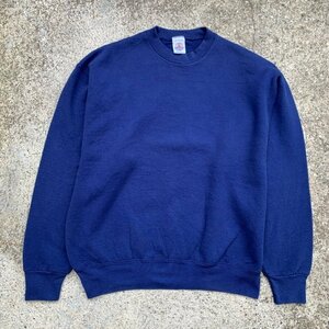 【L/XL】USA製 MUNSING WEAR スウェット ブルー 青無地■ビンテージ オールド アメリカ古着 90s セットインスリーブ トレーナー