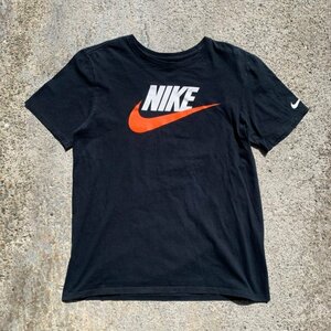 【S/M】SALE!! NIKE プリントTシャツ ブラック 黒■ビンテージ オールド レトロ アメリカ古着 ナイキ スウォッシュ ロゴ レディース