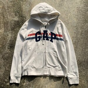 【L/XL】SALE!! GAP ジップアップ スウェットパーカー ホワイト 白■ビンテージ オールド アメリカ古着 2000s Y2K ギャップ トレーナー