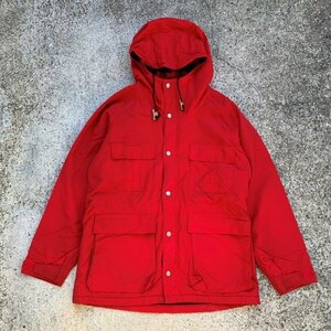 【M】USA製 LL BEAN ウールライナー マウンテンパーカー ジャケット 赤■ビンテージ オールド アメリカ古着 80s エルエルビーン