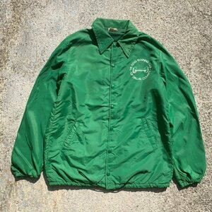 【S/Ｍ】USA製 HOWE 鉄アレイ プリント ナイロン コーチジャケット 緑■ビンテージ オールド レトロ アメリカ古着 80s