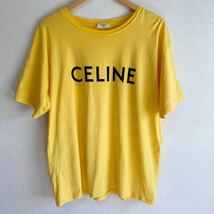 【美品・現行】 CELINE セリーヌ Tシャツ トップス カットソー ビッグ ロゴ イエロー メンズ L オーバーサイズ_画像2