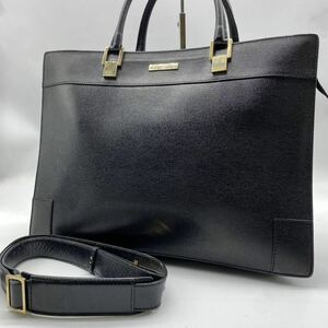 1 иен [ прекрасный товар ] GUCCI Gucci 2way ручная сумочка сумка на плечо портфель мужской Logo plate черный GG большая сумка 