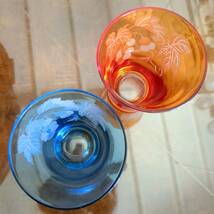 a588　葡萄デザインペアタンブラーグラス　透明感ある美しいカラーガラスにサンドブレストのぶどうがアクセントに　プレゼントにもおすすめ_画像5
