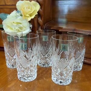 a594 HOYA crystal one . beer glass 5 piece beautiful . large small. cutting according to Kirakira brilliancy increase tumbler beautiful goods elegant small .. size 