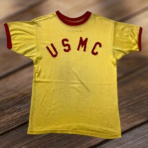 ★ 40s 50s USMC ステンシル レーヨン Tシャツ アメリカ 海兵隊 USA製 ミリタリー ARMY フェルト ヴィンテージ 40年代 50年代 ★