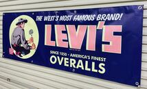 リーバイス バナー アンティーク ジーンズ デニム 古着 ハーレー ホットロッド エドウィン Levi's 非売品 レザー シルバー ガレージ 広告_画像2