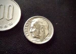 準未使用　　アメリカ合衆国　10セントコイン　1976年　D刻印　　送料無料（9090）ルーズベルト　USA 　お金 貨幣　硬貨　ダイム　　　