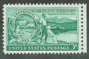  ultimate beautiful goods. stamp [ America ]1953.3.2 [ Washington district . have 100 year ] 3c 1 kind . single one-side right side ear paper attaching unused NH glue have 