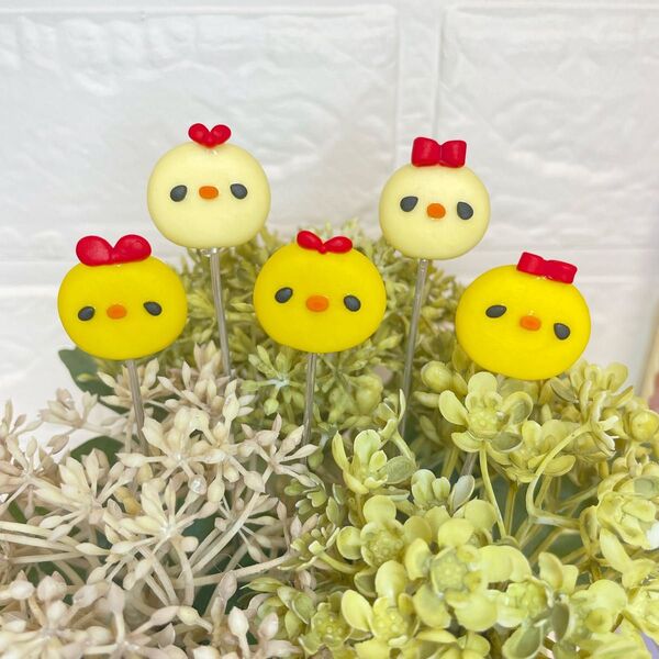 ハンドメイド ガーデンピック ヒヨコピック ヒヨコ 多肉植物 ピック 黄色