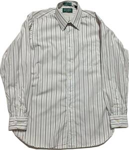 アメリカ製 ギットマンブラザーズ 長袖 ストライプ ドレスシャツ 15-1/2 ホワイト ブラウン gitman brothers bros made in USA 米国製