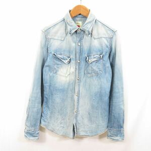 marka USED обработка Denim рубашка в ковбойском стиле size2/ma-ka0504