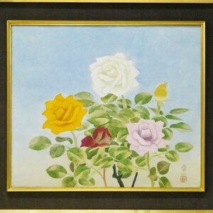 Art hand Auction # शिमाज़ू कज़ान रोज़ कागज़ पर हाथ से बनाई गई जापानी पेंटिंग, रंगीन, F10 आकार, पर हस्ताक्षर किए, सील, फ़्रेम किया हुआ!! मात्सुओका ईक्यू के अधीन अध्ययन किया, बन्टेन, इंपीरियल प्रदर्शनी फूल गुलाब के लिए कई कृतियों का चयन किया गया, चित्रकारी, जापानी चित्रकला, फूल और पक्षी, वन्यजीव