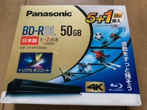 未使用　パナソニック 2倍速ブルーレイディスク片面2層50GB(追記)5枚+1枚 LM-BR50W6S