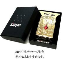 ZIPPO アーマー 招き猫 ジッポ ライター ゴールド 金タンク かわいい LUCKY CAT DESIGN ネコ レッドストーン 彫刻 おしゃれ_画像7