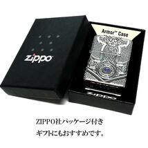 ZIPPO アーマー 中世模様 メディーバルミラー シルバー鏡面 スワロフスキー ジッポ ライター かっこいい ブルーストーン アラベスク 重厚_画像8