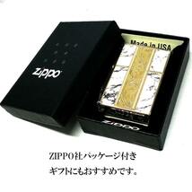 ZIPPO ライター アラベスク＆大理石 ジッポ おしゃれ Marble＆Engrave 金タンク ホワイト 彫刻 両面加工 白金 かっこいい メンズ 父の日_画像7