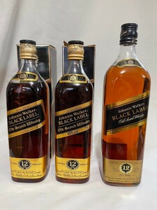 ジョニーウォーカー ブラックラベル 3本セット 1000ml 750ml 未開栓　まとめ　JOHNNIE WALKER BLACK LABEL　ウイスキー