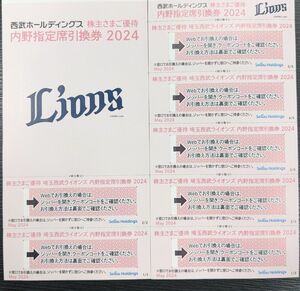 西武ホールディングス　 株主優待　内野指定席引換券2024 7枚