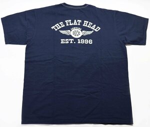 THE FLATHEAD (フラットヘッド) THCシリーズ クルーネックTシャツ “FLYING WHEEL” THC-202 美品 ネイビー size 46