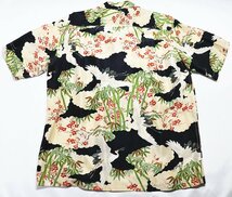 LALAKAI (ララカイ) ALOHA SHIRT - Tsuru & Dokuro - / シルク アロハシャツ 鶴 & 髑髏 HL041 未使用品 ブラック size L / マカナレイ_画像2