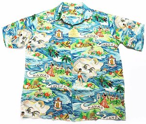 SUN SURF (サンサーフ) スペシャルエディションアロハシャツ “LAND OF ALOHA” SS30694 未使用品 ブルー size L / ランドオブアロハ