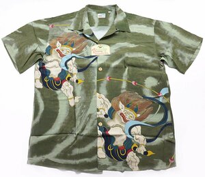 SUN SURF (サンサーフ) スペシャルエディション アロハシャツ “RAIJIN” SS37575 未使用品 グリーン size XL / 雷神