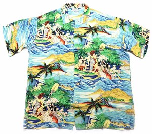 SUN SURF (サンサーフ) スペシャルエディション アロハシャツ “ALOHA UNIVERSAL WORLD” M32112 美品 ブルー size L / PALI HAWAII