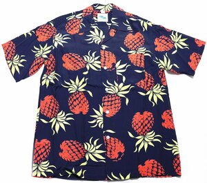 Kona Bay Hawaii (コナベイ ハワイ) Aloha Shirt - Pineapple Pattern - / アロハシャツ パイナップルパターン 未使用品 ネイビー size M