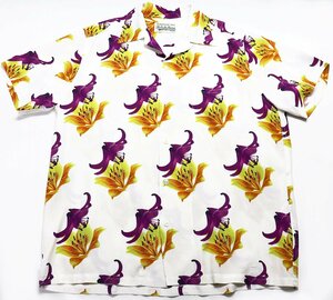 WACKO MARIA ( Wacko Maria ) HAWAIIAN SHIRT S/S / flower Hawaiian shirt beautiful goods white size L / 100 ./ aloha shirt 