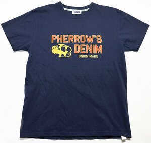 Pherrow's ( Fellows ) CREW NECK TEE - UNION MADE - / crew neck T-shirt beautiful goods navy size 38(M)