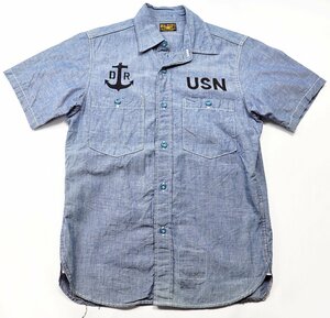 The REAL McCOYS × DR ROMANELLI (リアルマッコイズ × ドクターロマネリ) U.S.N Chambray Shirt / 半袖シャンブレーシャツ size 14(S)