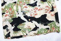 LALAKAI (ララカイ) ALOHA SHIRT - Tsuru & Dokuro - / シルク アロハシャツ 鶴 & 髑髏 HL041 未使用品 ブラック size L / マカナレイ_画像4