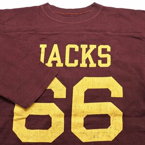 Warehouse (ウエアハウス) Lot 4063 / JACKS - 7分袖フットボールTシャツ 美品 ボルドー size 38(M)の画像3