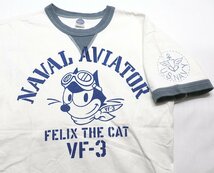 TOYS McCOY (トイズマッコイ) FELIX THE CAT クルーネック リンガーTシャツ “NAVAL AVIATOR” オフホワイト size S / フィリックス_画像3