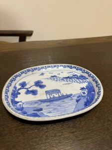 鈴木古美術　染付 和食器 骨董 陶器 在銘大皿 