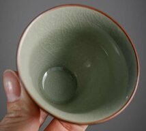 茶器　茶道具　工夫茶器　お茶を飲む　　湯飲み　冰裂　手絵　蓮華と魚　絵付き　１個入り　_画像6