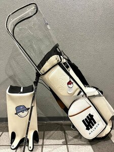 新型マルボンゴルフ　malbon golf キャディバッグス　スタンドキャディバッグ　ホワイト b1221