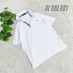 1円スタート　【美品】大きいサイズ　BURBERRY バーバリーブラックレーベル　半袖ポロシャツ シャドーホース刺繍ロゴ　トップス L