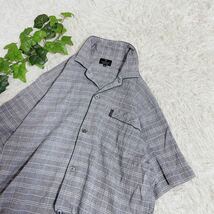 【美品】ランバンコレクション　リネン混半袖シャツカットソー　ブラックチェック　M_画像2