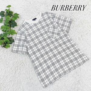 1 jpy start large size BURBERRY LONDON Burberry London noba check pattern hose embroidery short sleeves T-shirt elasticity have 
