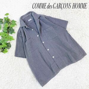 1円スタート　COMME des GARONS HOMME コムデギャルソンオム　高級ライン　半袖シャツ　グレー　厚手　デザイナー　フリー　ポロシャツ
